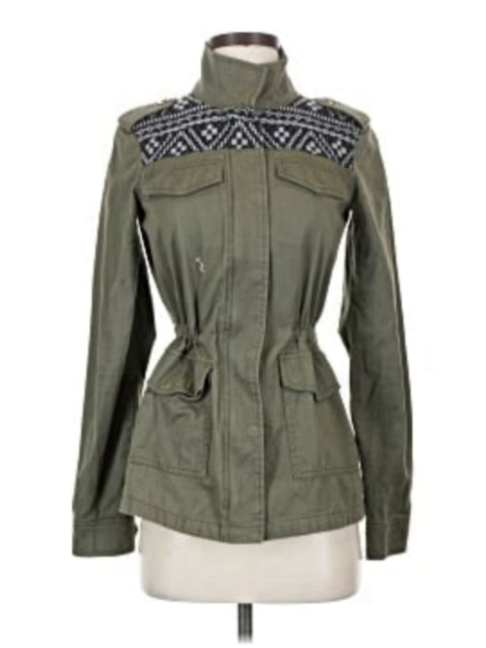 Mudd Olive Jacket with Navy Pattern